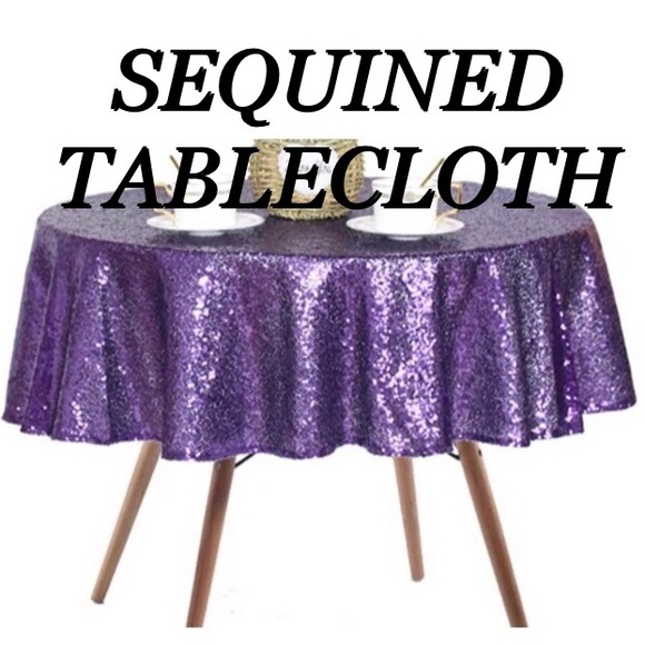 1pcTABLECLOTH special occasions/party Purple sequined round size50"Lx50"W  NWOT - Picture 1 of 4